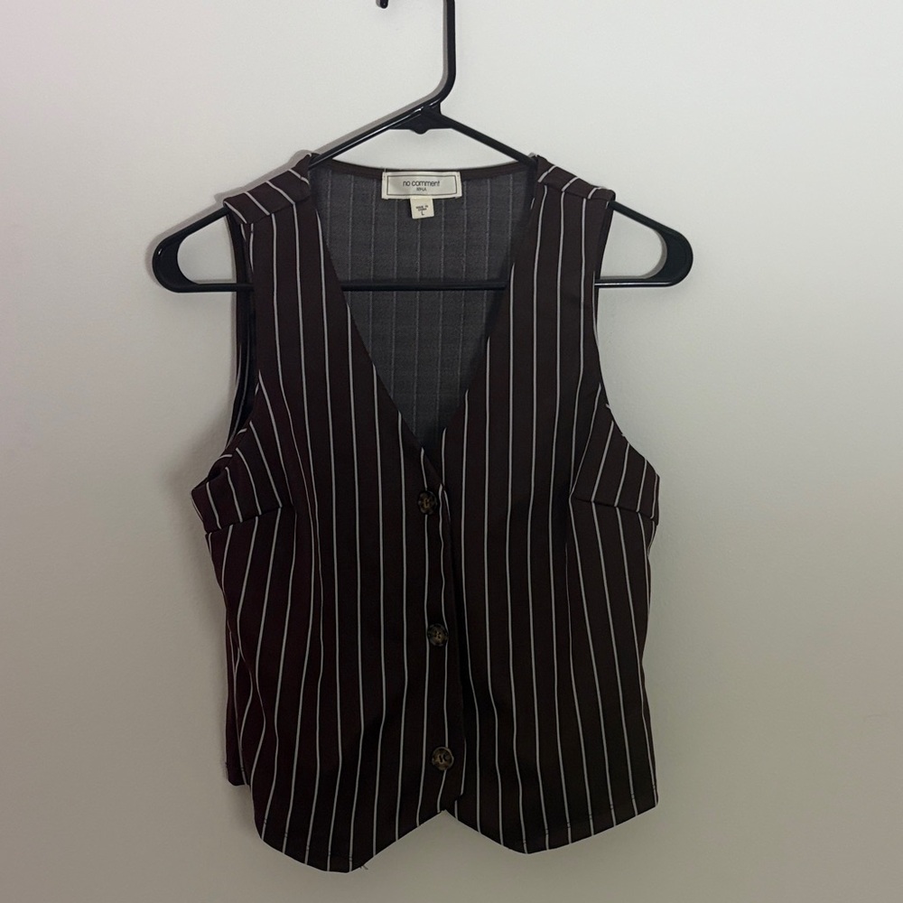 Brown Striped Women's Vest